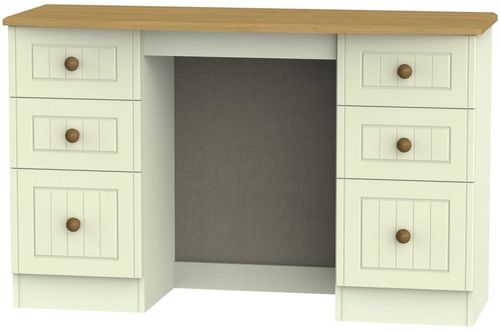 Warwick Cream and Oak 6 Drawer Double Dressing Table
