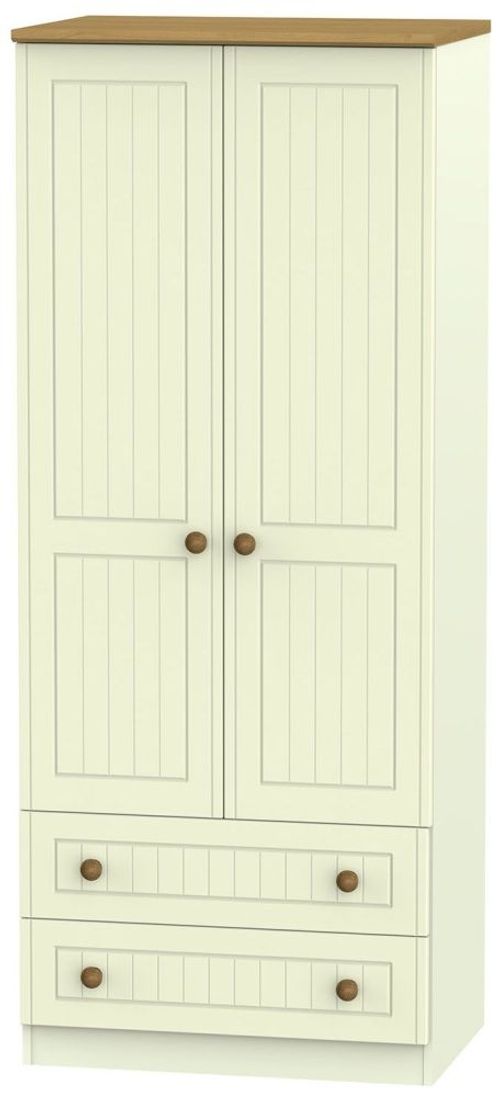 Warwick Cream and Oak 2 Door 2 Drawer Double Wardrobe