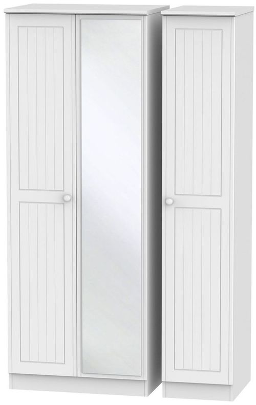 Warwick White 3 Door Tall Triple Wardrobe - 1 Mirror