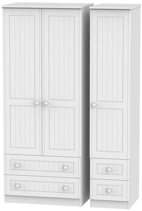 Warwick White 3 Door Triple Wardrobe - 4 Drawers