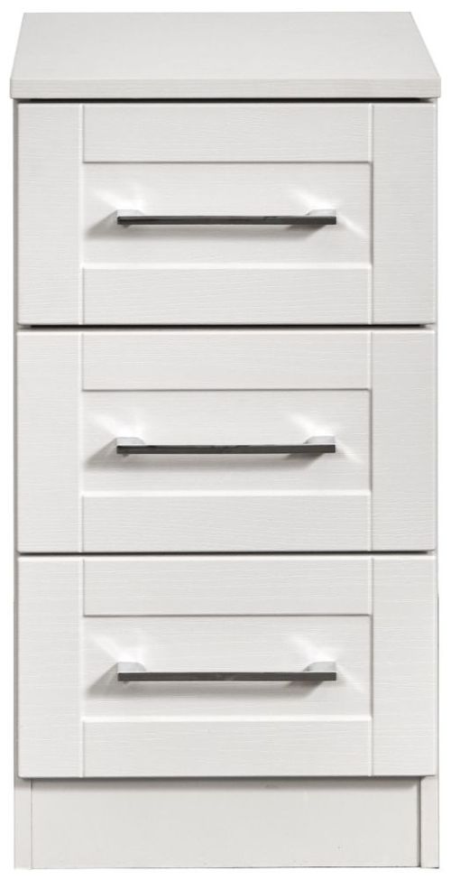 York White 3 Drawer Beside Cabinet