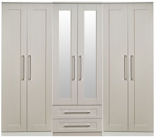 York Cashmere 6 Door Tall Mirror Combi Wardrobe