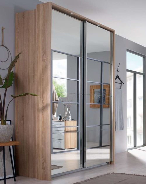 Rauch Ellesse 181cm Sonoma Oak 2 Door Full Mirrored  Sliding Wardrobe