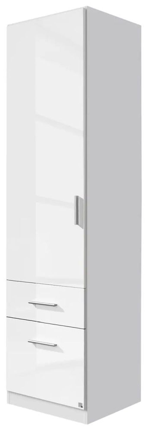 Rauch Celle 47cm White Gloss Wardrobe with Drawers - LH Door