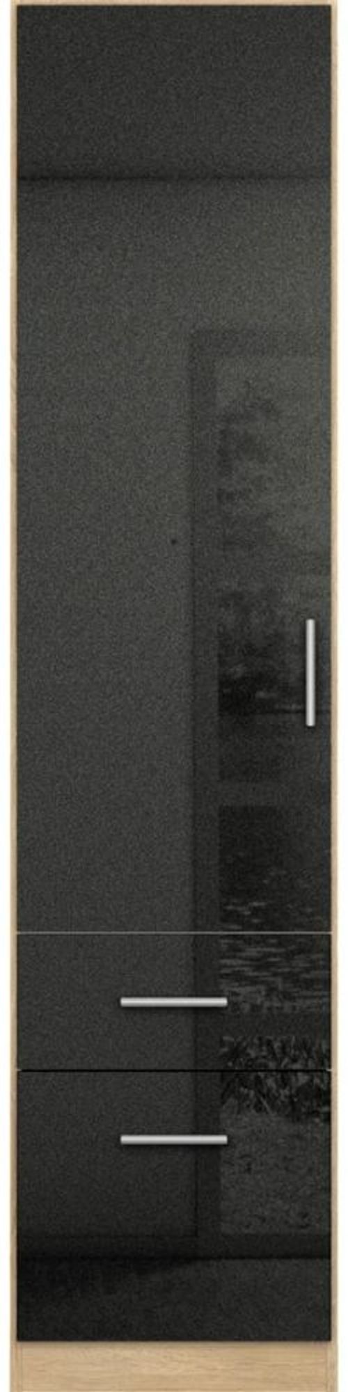 Rauch Celle 47cm Black and Oak Combi Wardrobe - LH Door