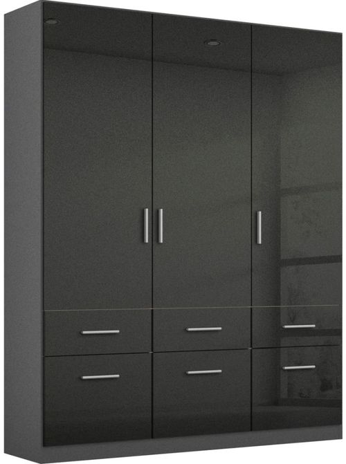 Rauch Celle 136cm 3 Door Black Wardrobe