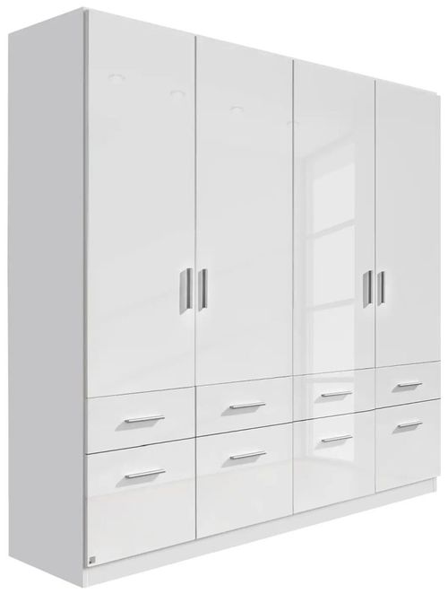 Rauch Celle 181cm White Gloss 4 Door Wardrobe with Drawers