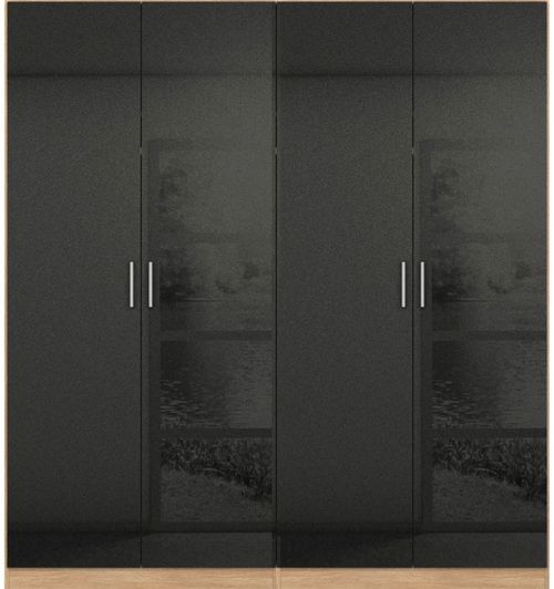 Rauch Celle 181cm 4 Door Black and Oak Wardrobe