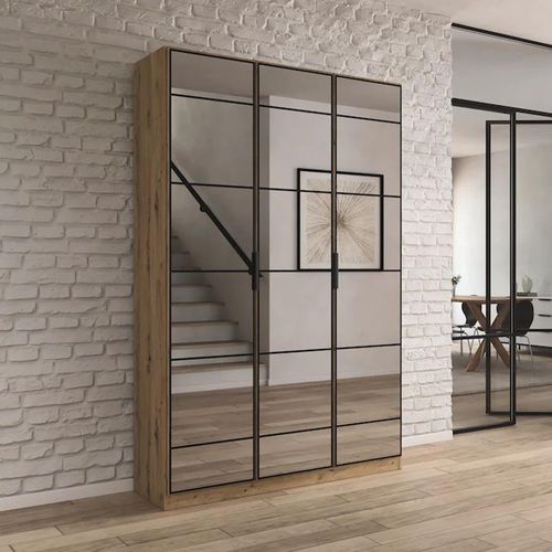 Rauch Acero 136cm 3 Door Mirrored Wardrobe - Artisan Oak