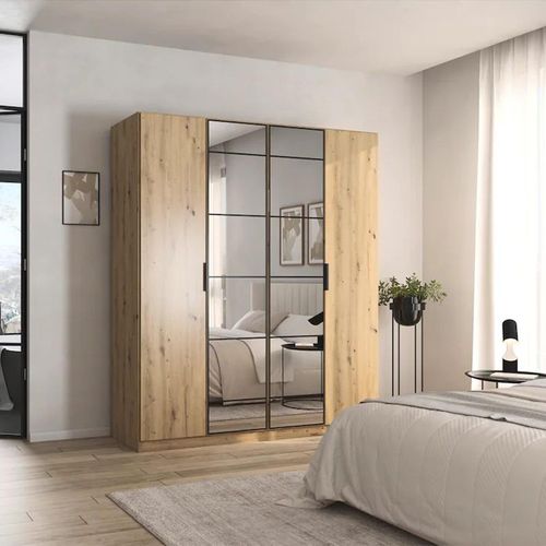 Rauch Acero 181cm 4 Door Mirror Wardrobe - Artisan Oak