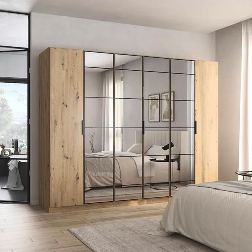 Rauch Acero 271cm 6 Door Mirror Wardrobe - Artisan Oak
