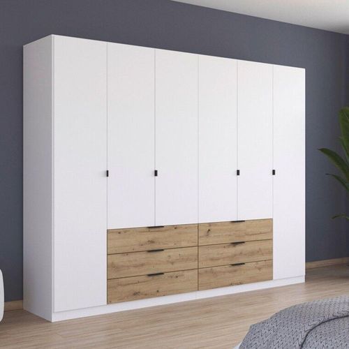 Rauch Davoa 271cm 6 Door Wardrobe - Alpine White and Artisan Oak