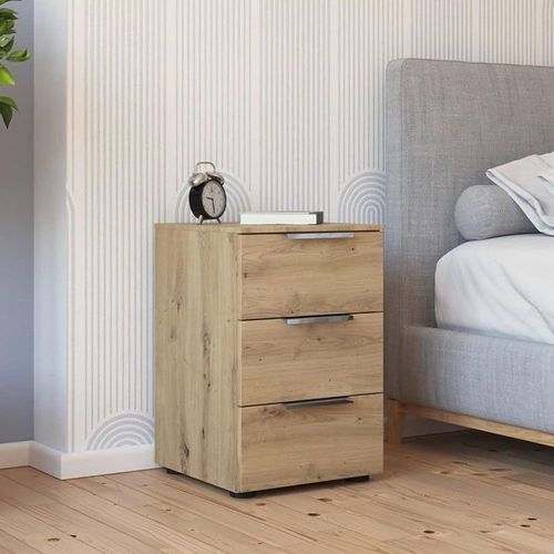 Rauch Flipp 3 Drawer Bedside Cabinet with Adjustable Height - Artisan Oak