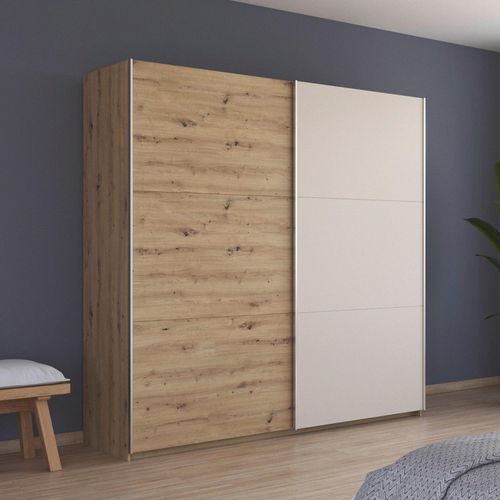 Rauch Monza 218cm 2 Door Sliding Wardrobe - Artisan Oak and Champagne