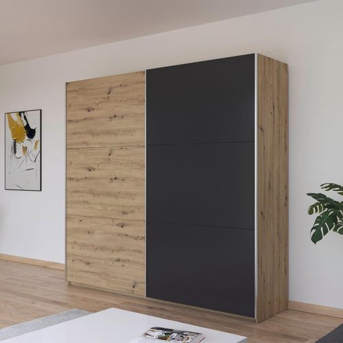 Rauch Monza 218cm 2 Door Sliding Wardrobe - Artisan Oak and Metallic Dark Grey