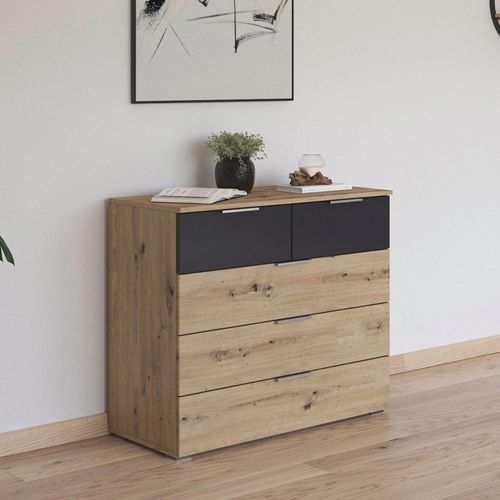 Rauch Monza 5 Drawer Chest - Artisan Oak and Metallic Dark Grey