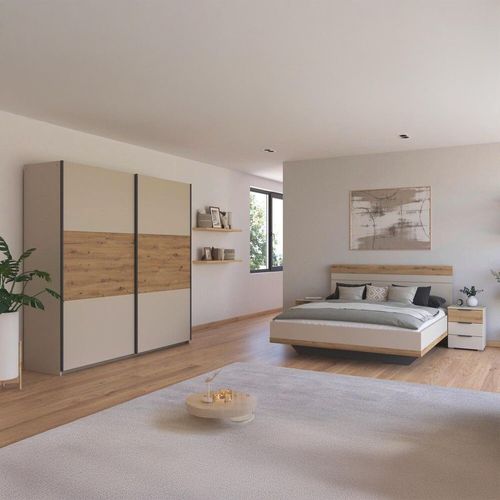 Rauch Sajo 160cm Bedroom Set with Wardrobe - Champagne and Artisan Oak