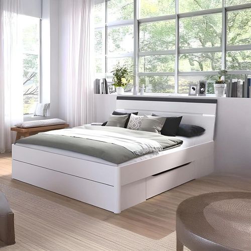 Rauch Corvo 6ft Queen Size Bed - Alpine White and Metallic Dark Grey