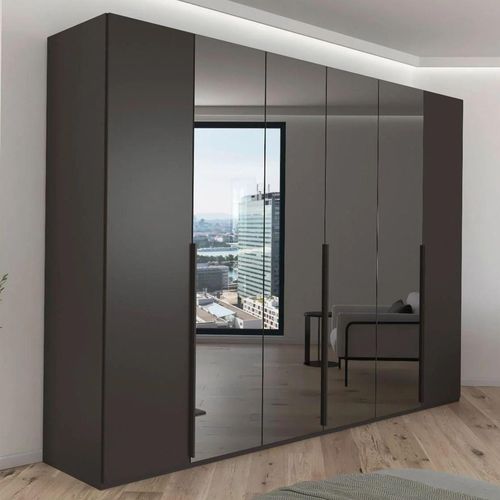 Rauch Paola 301cm 6 Door Wardrobe - Graphite and Grey Glass