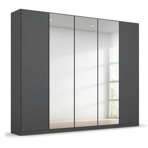 Rauch Wingview Lite 226cm 5 Door Wardrobe with Mirror - Metallic Dark Grey