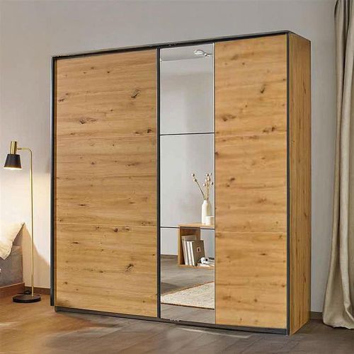 Rauch Slide 175cm 2 Door Sliding Wardrobe with Mirror - Artisan Oak