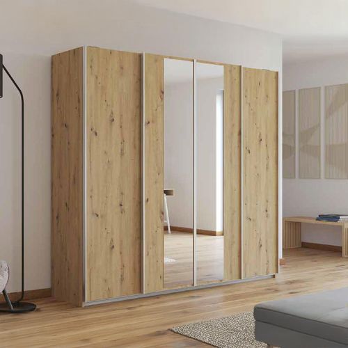 Rauch Altera 226cm 4 Door Sliding Wardrobe with Mirror - Artisan Oak