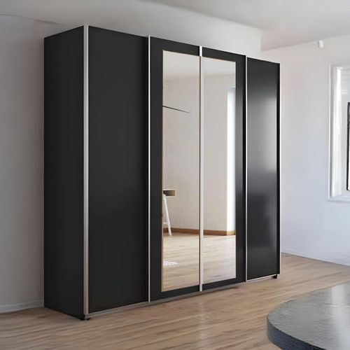 Rauch Altera 226cm 4 Door Sliding Wardrobe with Mirror - Metallic Dark Grey