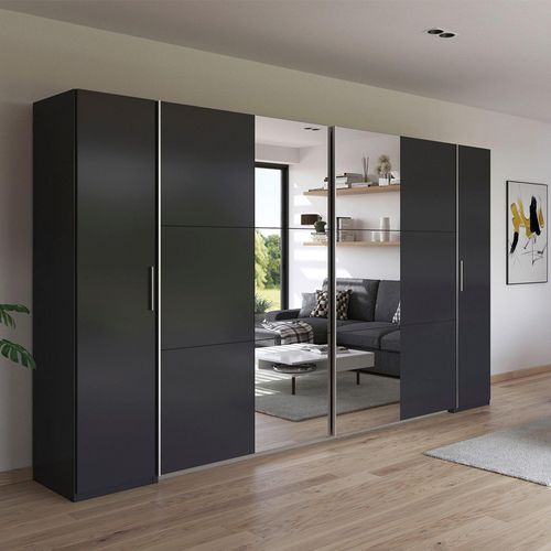 Rauch Kronach 354cm 4 Door Wardrobe with Mirror - Metallic Dark Grey