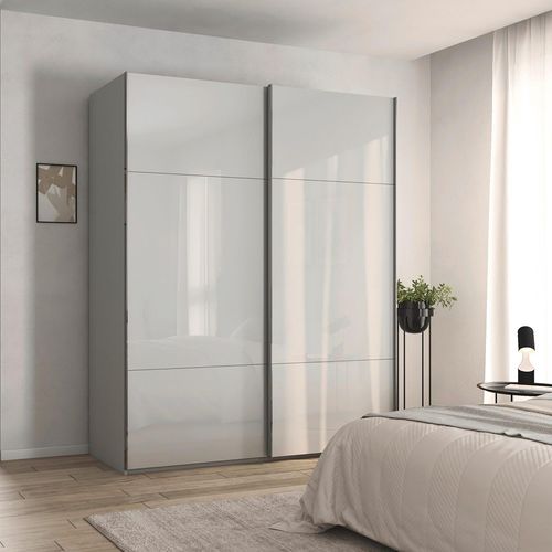 Rauch Contido 181cm 2 Door Sliding Wardrobe with Extras - Silk Grey Glass