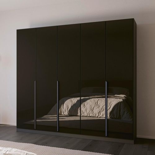 Rauch Quadra Spin 226cm 5 Door Wardrobe - Metallic Dark Grey and Basalt Glass