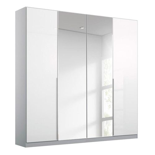 Rauch Elegant4you 181cm 4 Door Wardrobe with Mirror - 197cm - Alpine White and White High Gloss