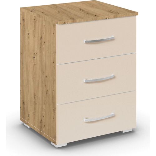 Rauch Aditio 3 Drawer Bedside Cabinet - Artisan Oak and Champagne