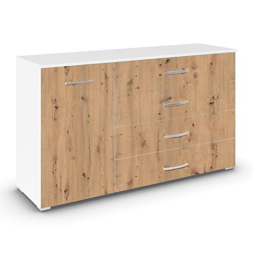 Rauch Aditio 1 Door Medium Sideboard - 120cm - Alpine White and Artisan Oak