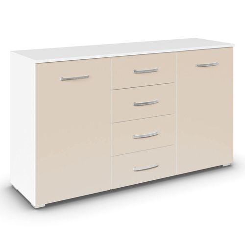 Rauch Aditio 2 Door Medium Sideboard with 4 Drawer - 120cm - Alpine White and Champagne