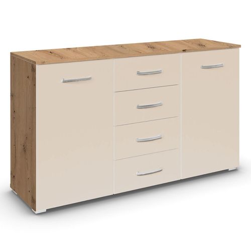 Rauch Aditio 2 Door Medium Sideboard with 4 Drawer - 120cm - Artisan Oak and Champagne