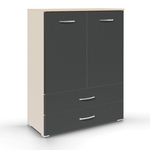 Rauch Aditio 2 Door Cupboard with 2 Bottom Drawer - Champagne and Metallic Dark Grey