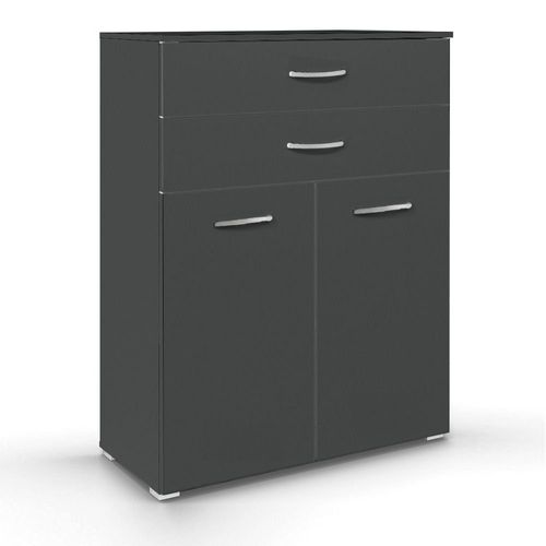 Rauch Aditio 2 Door Cupboard with 2 Top Drawer - Metallic Dark Grey
