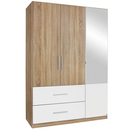Rauch Alvor 136cm 3 Door Combi Wardrobe - Sonoma Oak and Alpine White
