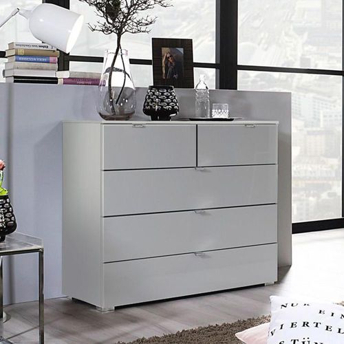 Rauch Erimo 3+2 Drawer Chest - Silk Grey and Silk Grey Glass