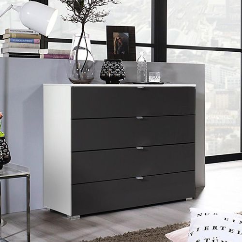 Rauch Erimo 4 Drawer Chest - Alpine White and Basalt Glass