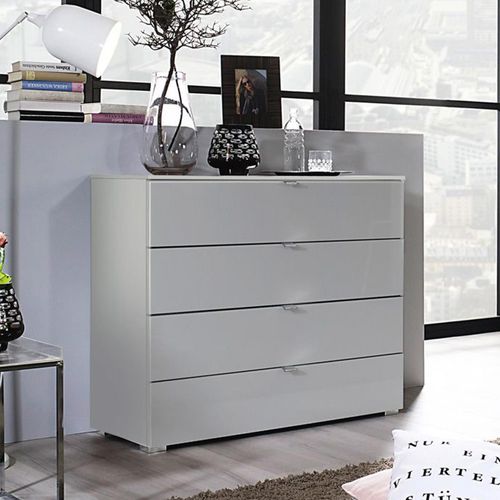 Rauch Erimo 4 Drawer Chest - Silk Grey and Silk Grey Glass