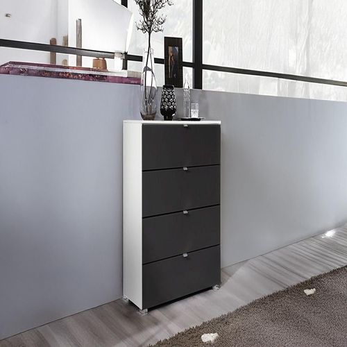 Rauch Erimo 4 Drawer Narrow Chest - Alpine White and Basalt Glass