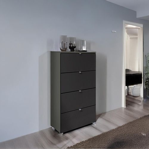 Rauch Erimo 4 Drawer Narrow Chest - Graphite and Basalt Glass