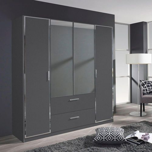 Rauch Marl 181cm 4 Door Combi Wardrobe - Metallic Dark Grey
