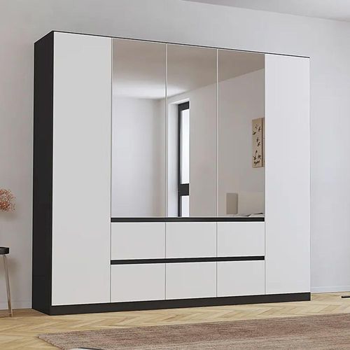 Rauch Mainz 226cm 5 Door Combi Wardrobe - Metallic Dark Grey and Alpine White