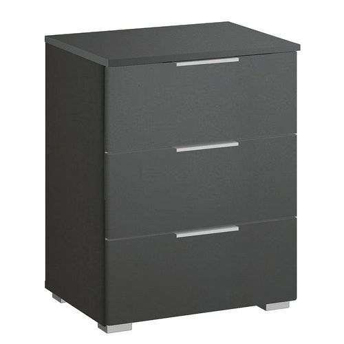 Rauch Alabama 3 Drawer Bedside Cabinet - Metallic Dark Grey