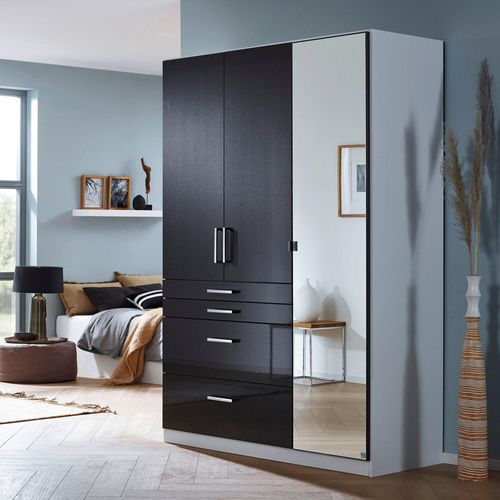 Rauch Homburg 136cm 3 Door Combi Wardrobe - Alpine White and High Gloss Grey