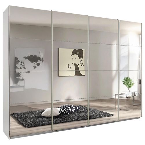 Rauch Syncrono 271cm 4 Door Sliding Mirrored Wardrobe - Alpine White