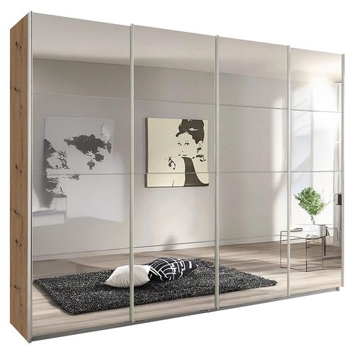 Rauch Syncrono 271cm 4 Door Sliding Mirrored Wardrobe - Artisan Oak