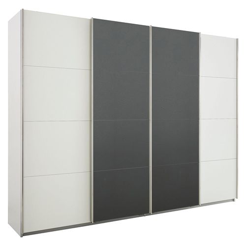 Rauch Syncrono 271cm 4 Door Sliding Wardrobe - Alpine White and Metallic Dark Grey